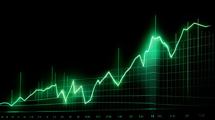 exponential graph, increasing bar graph upward to the right, green, cash increasing, profit, lots of money, business dashboard, (Generative AI)