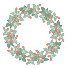 Strawberry wreath flat design stock vector illustration