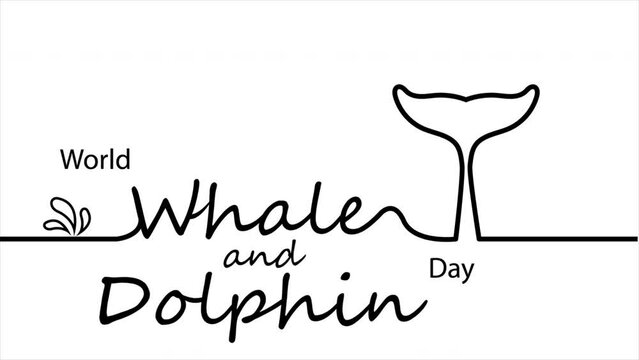 Whale and Dolphin Day World linear, art video illustration.