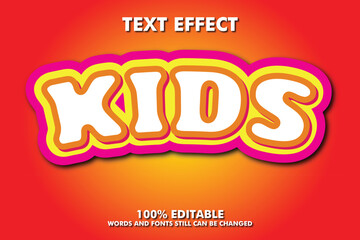 vector kids text effect editable template, kids text, fun font, kids word playful text, modern editable typography	
