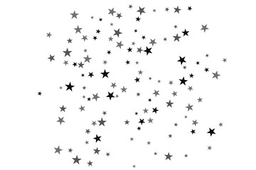 Star confetti. Silver casual confetti background. Bright design pattern.