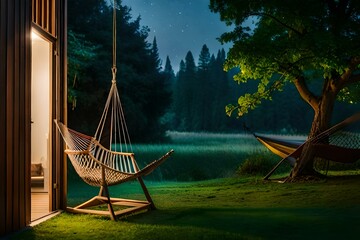 hammock in the forest generated Ai.