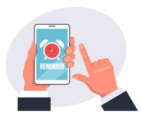 Phone sms notification calendar reminder concept. Vector graphic design illustration