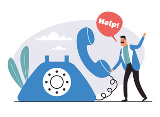 Call customer phone support service help abstract concept. Vector graphic design illustration