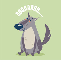 Animal roar speech bubble isolated set. Vector graphic design illustration