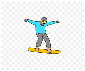 Fototapeta premium Snowboarder, snowboarding and snowboard, colored graphic design. Extreme sport, ski resort, active lifestyle and nature, vector design and illustration