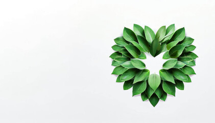 Obraz na płótnie Canvas Botanical Melody: Heart-shaped Greenery on White Background, Generative AI