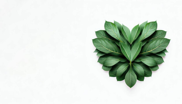 Love in Full Bloom: Heart-shaped Leaves on White Background, Generative AI
