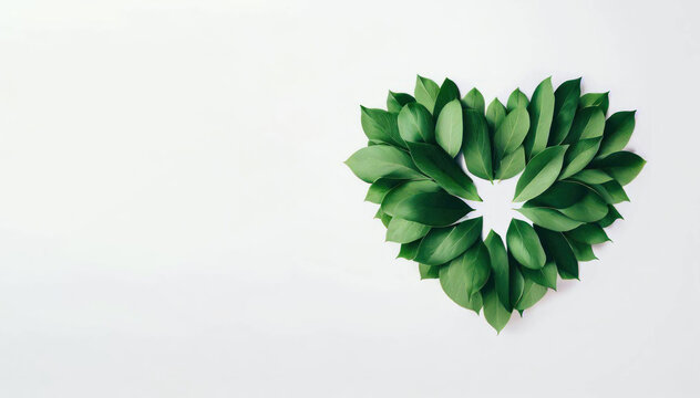 Love in Bloom: Heart-shaped Leaves on White Background, Generative AI