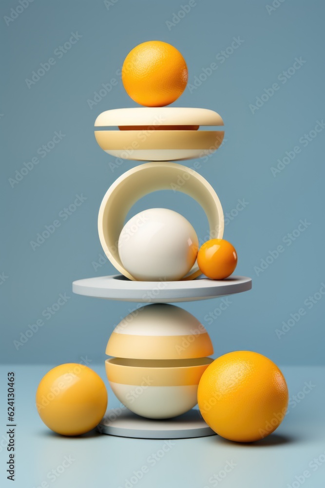 Poster a stack of oranges sitting on top of each other. generative ai.