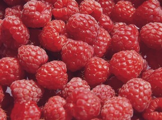 red,juicy,delicious  raspberries with vitamin  close up
