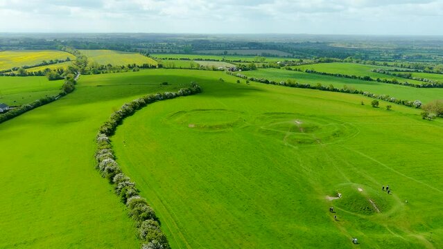 Aerial view of the Hill of Tara, famous ancient site, County Meath, Ireland