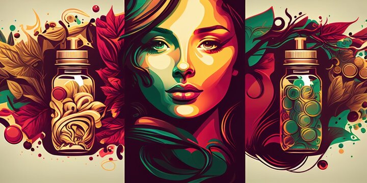 Generative AI. Beauty And Women's Day Concept. Vector Illustration Of Woman And Nature. Tollerance And Self-acceptance Concept. Pink Woman's Background. Mother Nature Concept.