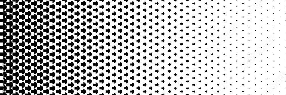 Poster horizontal black halftone of square and semicircle design like mushroom for pattern and background.