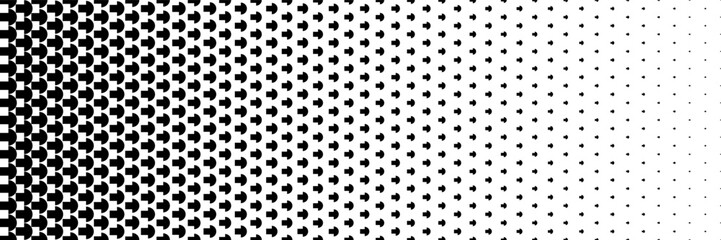 horizontal black halftone of square and semicircle design like mushroom for pattern and background.