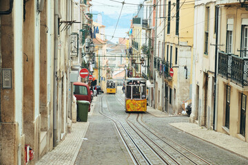 Fototapeta na wymiar Trams in Lisbon