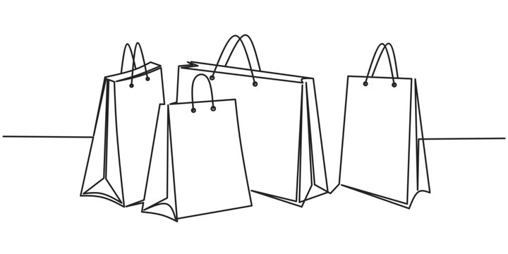 Shopping bag line art vector illustration