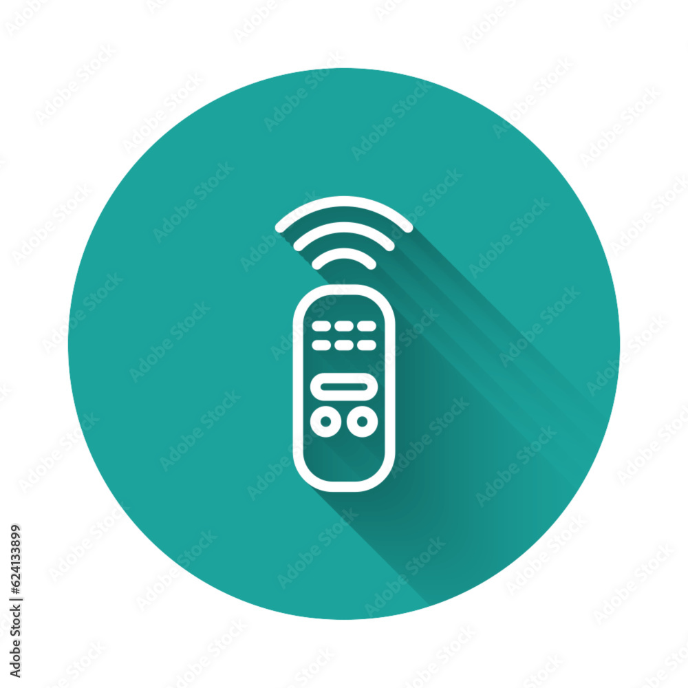 Poster white line smart remote control system icon isolated with long shadow. internet of things concept wi