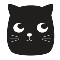black cat head design illustration Cute pet icons, signs and symbols for Halloween.