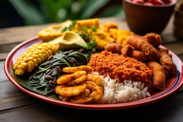 A Colorful Plate of Acarajé: A Taste of Brazilian Street Food Created with Generative AI