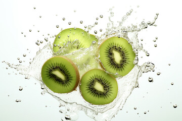 kiwi in water splash