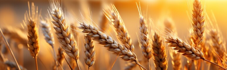 Beautiful natural background of golden color with golden wheat field