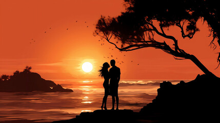 Fototapeta premium silhouette of a person in the sunset