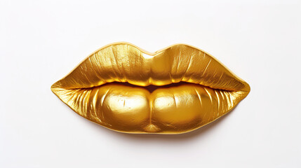 Gold female lips close-up. AI generation
