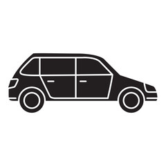 Car black silhouette .Vehicle sedan icon.Isolated on white background. Vector flat illustration.
