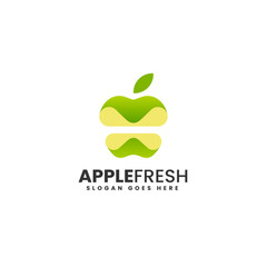 Vector Logo Illustration Fresh Apple Gradient Colorful Style
