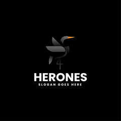Obraz premium Vector Logo Illustration Heron Gradient Colorful Style
