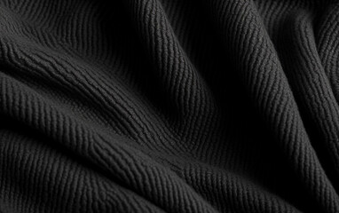 Black jersey texture background. Detail of luxury fabric surface