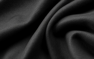 Naklejka premium Black jersey texture background. Detail of luxury fabric surface