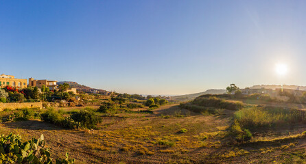Morning Sunrise over Rural Landscape