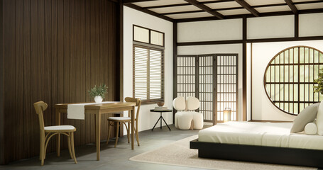 Bedroom japanese minimal style.,Modern white, room minimalist.