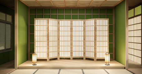Clean green modern room japanese style.