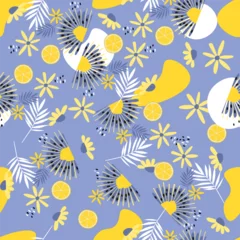 Abwaschbare Fototapete Seamless floral pattern with tropical fruits. © Armine