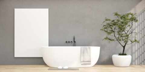 Fototapeta na wymiar The Bath and toilet on bathroom japanese wabi sabi style