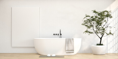 Obraz na płótnie Canvas The Bath and toilet on bathroom japanese wabi sabi style