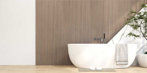 Naklejka na ściany i meble The Bath and toilet on bathroom japanese wabi sabi style