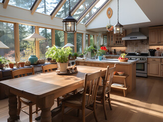 modern spacious country style kitchen, AI Generation