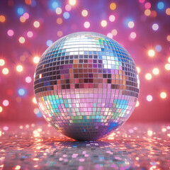 disco ball with lights,culb,music,light,red,light,background  , AI generated