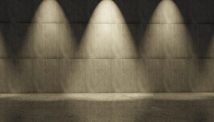 Concrete wall and floor with spot light and shadow backgrounds, use for product display for presentation and cover banner design. 3D render.