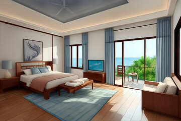 Naklejka na ściany i meble Modern interior visualisation. AI generated illustration