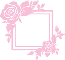 pink rose frame with space vector illustration