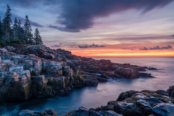 Atlantic seashore sunrise at Acadia National Park - Maine
