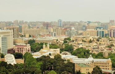 Fototapeta na wymiar View of the central part of the city of Baku
