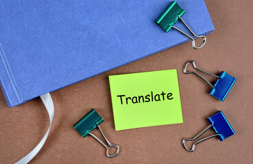 Translate word on a green notes