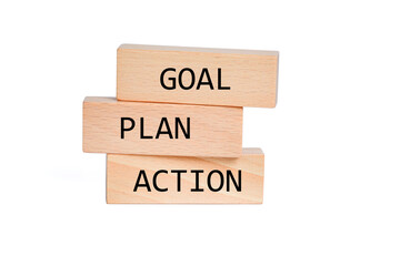Goal Plan Actions words on a wooden blocks