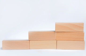Wooden blocks on a white background